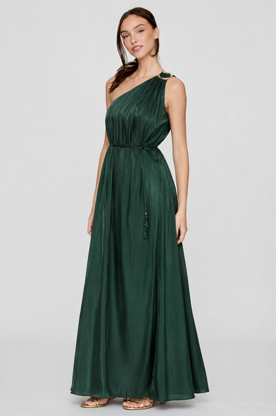 [REORDER] ONE SHOULDER METALLIC TRIM MAXI DRESS