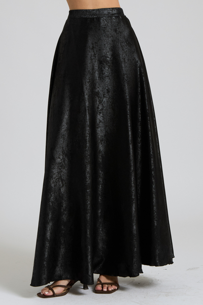 FOILED SATIN A-LINE MAXI SKIRT