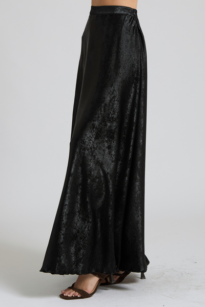 FOILED SATIN A-LINE MAXI SKIRT