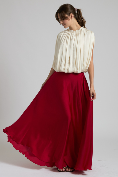 SATIN BIAS CUT MAXI SKIRT