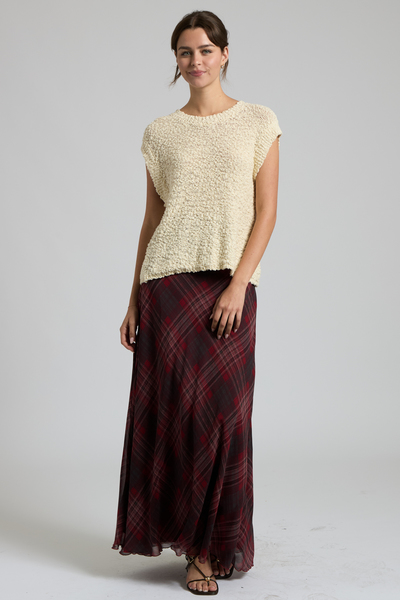 CHIFFON PLAID A-LINE MAXI SKIRT