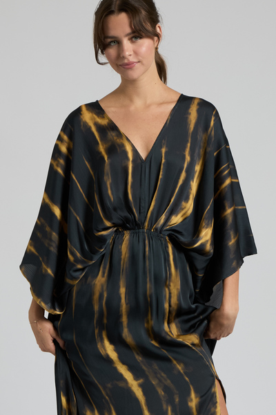 [REORDER] YORYU SATIN TIE-DYE KIMONO SLEEVE MAXI DRESS