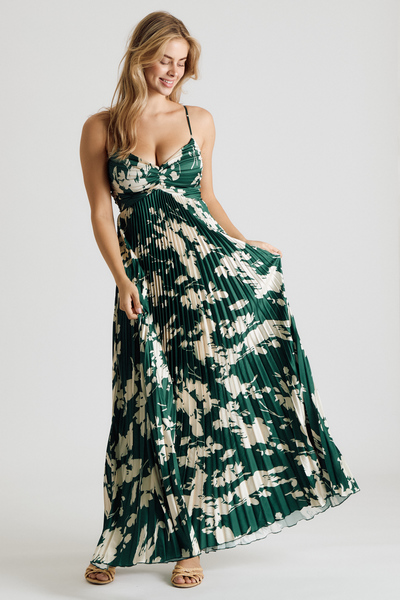 FLORAL PLEATED MAXI DRESS
