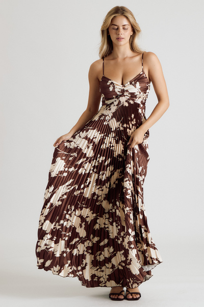 FLORAL PLEATED MAXI DRESS