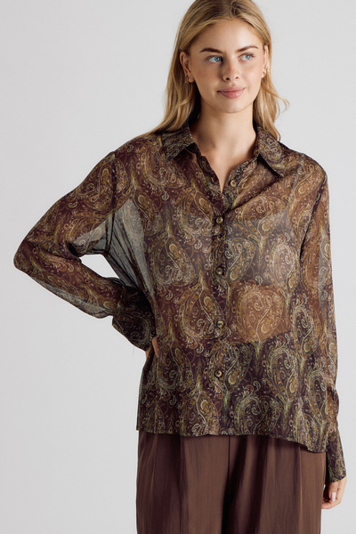 PAISLEY PRINT BUTTON DOWN CHIFFON BLOUSE