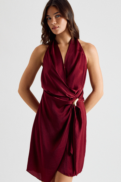[NEW COLOR] HALTER OVERLAP MINI DRESS